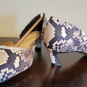 Black and White Snakeskin Heels with Textured Design